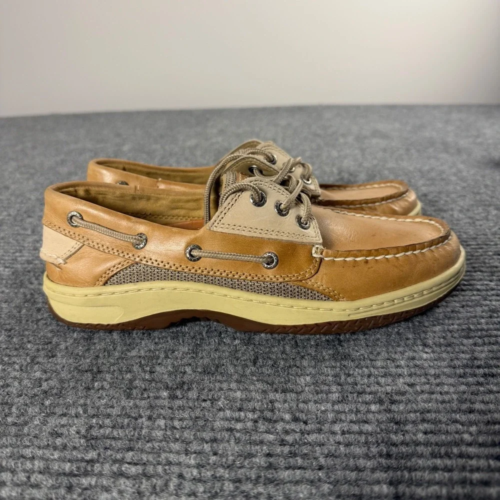 Sperry Top-Sider Billfish Mens Tan Beige Leather Mesh Boat Shoes Loafers 0799023